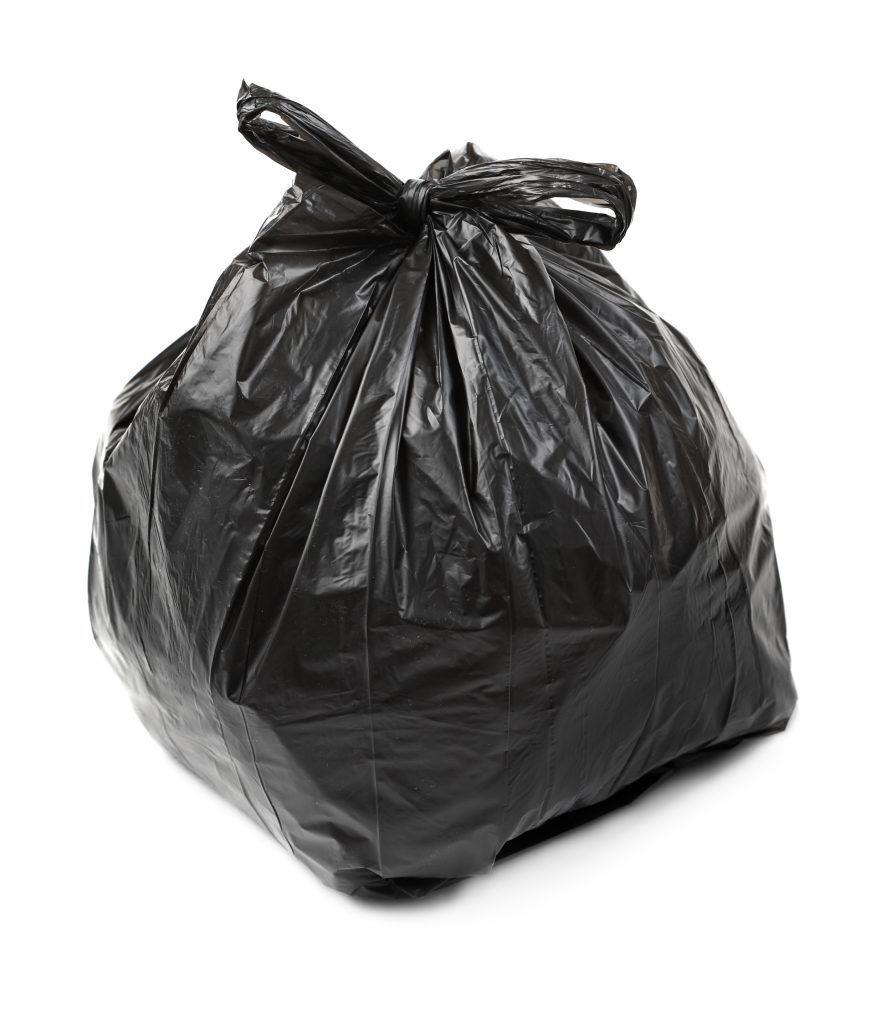 Black bin bags manufactured from recycled LDPE Next day delivery